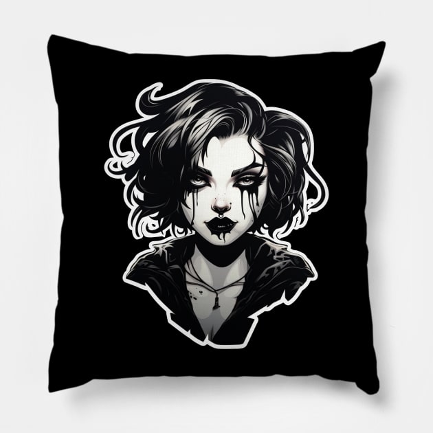 Goth Girl Cyberpunk Grunge Anime Pillow by Nightarcade