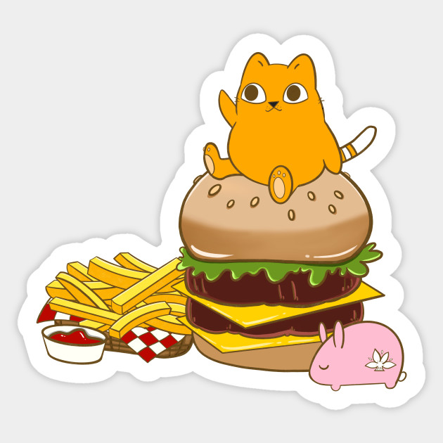Fat Cat And Burger Fat Cat Sticker Teepublic