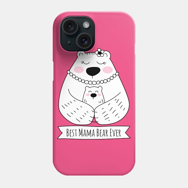 Best Mama Bear Ever - 1 Kid Phone Case by HappyCatPrints