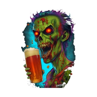 Zombie drinking cold tasty foamy Beer lots of color gift for beer lovers T-Shirt