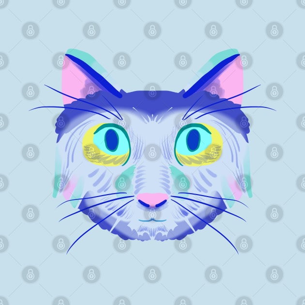 Cat Head Design Version 1 (blue scheme) by VixenwithStripes