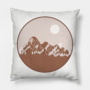 Boho Circle Shape Warm toned landscape Mounted Print Pillow