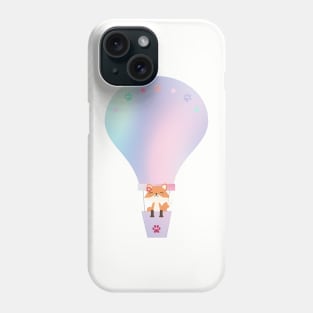 Kawaii fox and pastel hot air balloon Phone Case