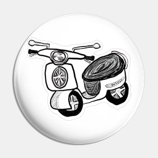 Scooter Black and white Pin