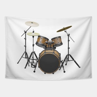 Acoustic drum on white Tapestry