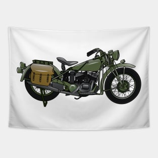 Military cruiser motorcycle cartoon illustration Tapestry