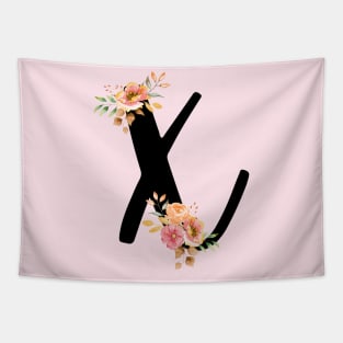 Letter X With Watercolor Floral Wreath Tapestry