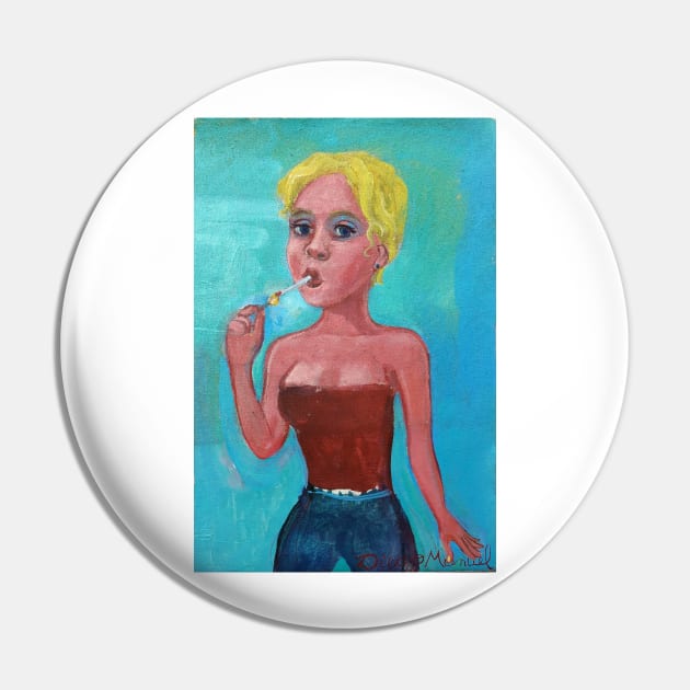 Blonde girl with cigarette Pin by diegomanuel