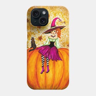 Redhead witch ready for autumn Phone Case