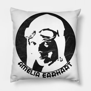 Amelia Earhart - 20th Century Icon (Black Print) Pillow