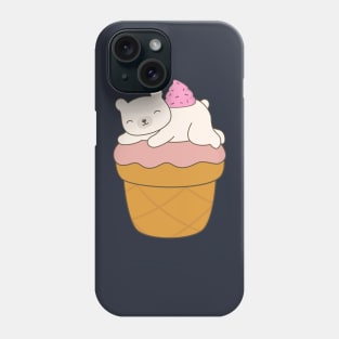 Kawaii Polar Bear Ice Cream Cone T-Shirt Phone Case