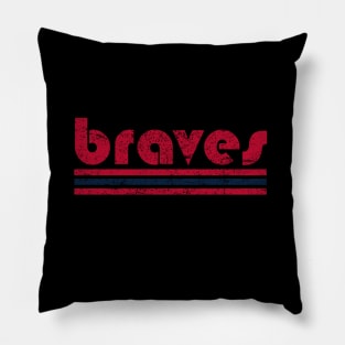 Vintage Braves Retro Three Stripes Weathered Pillow