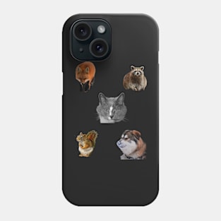 cute animals, Cat,Dog ,Squirrel, Fox and Raccoon Phone Case