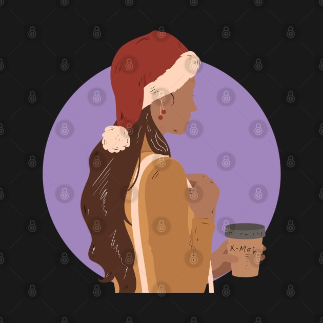 illustrator women coffee x-mas by Pinjem Seratus