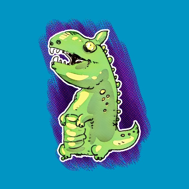 little green dinosaur cartoon by anticute