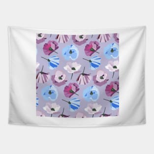 Poppies gray, blue, pink, purple Tapestry