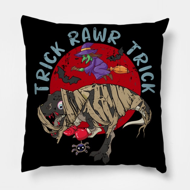 Trick Rawr Treat Dinosaur Halloween Pillow by alcoshirts
