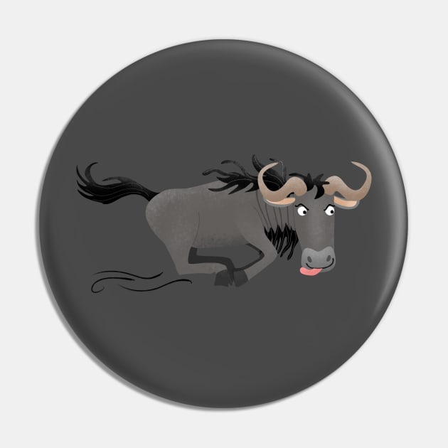 Funny wildebeest running cartoon illustration Pin by FrogFactory