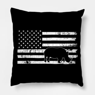 American Flag Rhino USA Conservation TShirt Pillow