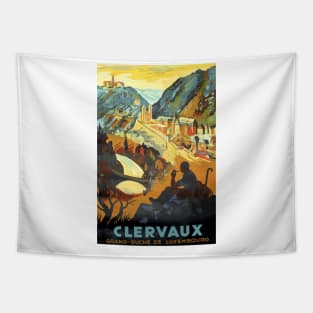 Clervaux, Luxembourg - Vintage Travel Poster Design Tapestry