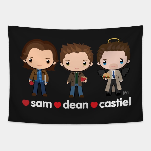 Love Sam, Dean & Castiel Tapestry by KYi