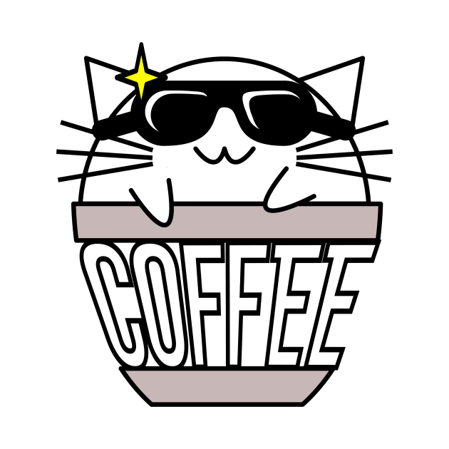 Cool cat in coffee cup with warped text swearing sunglasses by coffeewithkitty