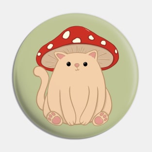 Kawaii Fly Agaric Mushroom Cat Cottagecore Design Pin