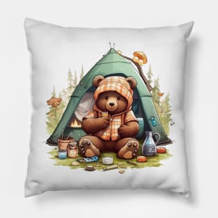 Camping Bear #6 Pillow