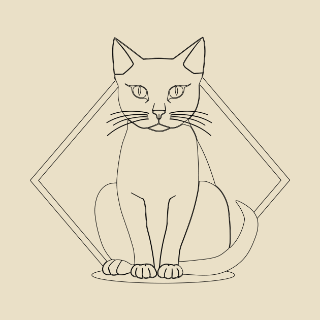 Minimal Geometric Cat black by theMstudio