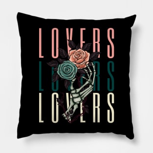 the lovers skeleton hand Pillow