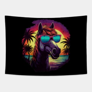 Retro Wave Shire Horse Shirt Tapestry