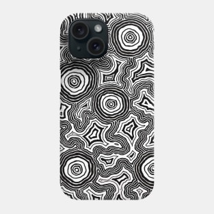 Aboriginal Art - Pathways Black And White Phone Case