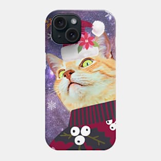 Cosmic Cat says Happy Holidays Phone Case