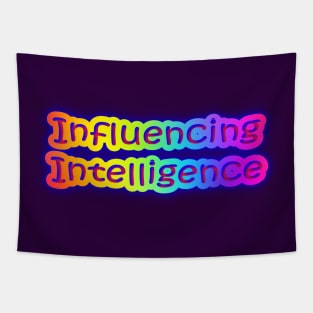 Influencing Intelligence Neon Retro Rainbow Tapestry