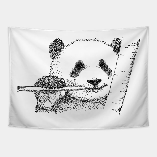 Panda Bamboo Vegan Cute China Art Dots Love Nature Tapestry by Kibo2020