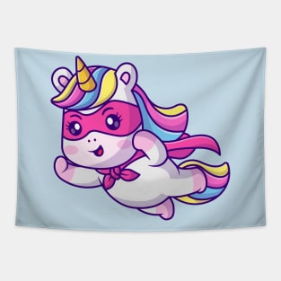 Cute Unicorn Super Hero Flying Cartoon Tapestry