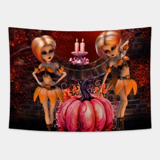 Cute halloween design in the moon light Tapestry