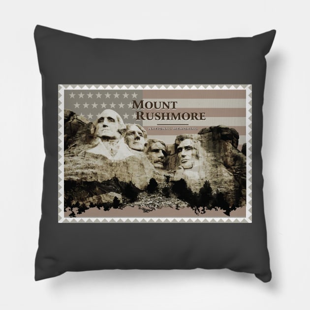 Mount Rushmore Stamp Pillow by Northofthepines