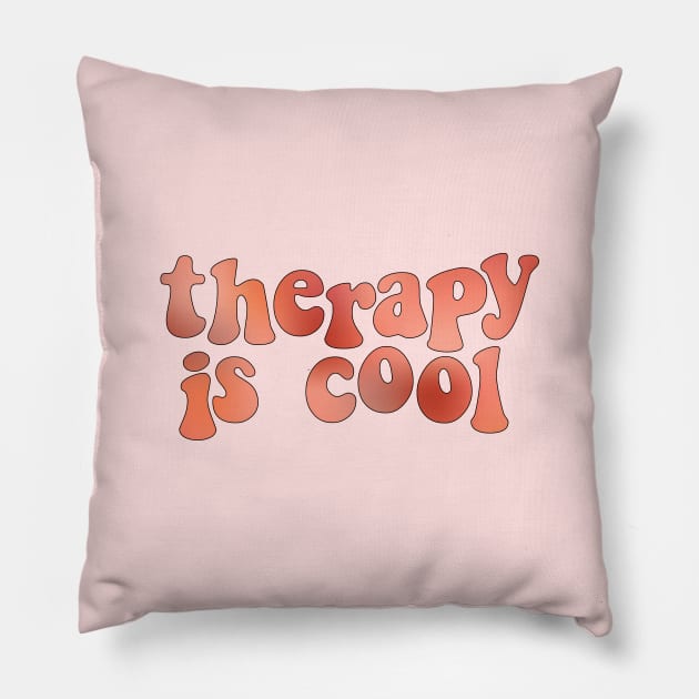 Therapy is Cool Red Pillow by Gold Star Creative