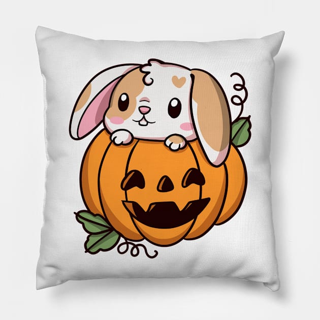 Halloween bunny Pillow by Jurassic Ink