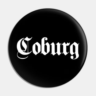 Coburg written with gothic font Pin