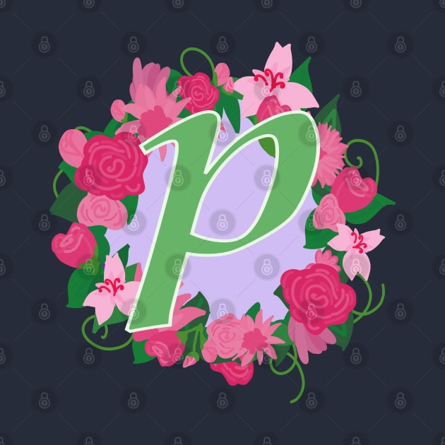 Monogram P, Personalized Floral Initial by Bunniyababa