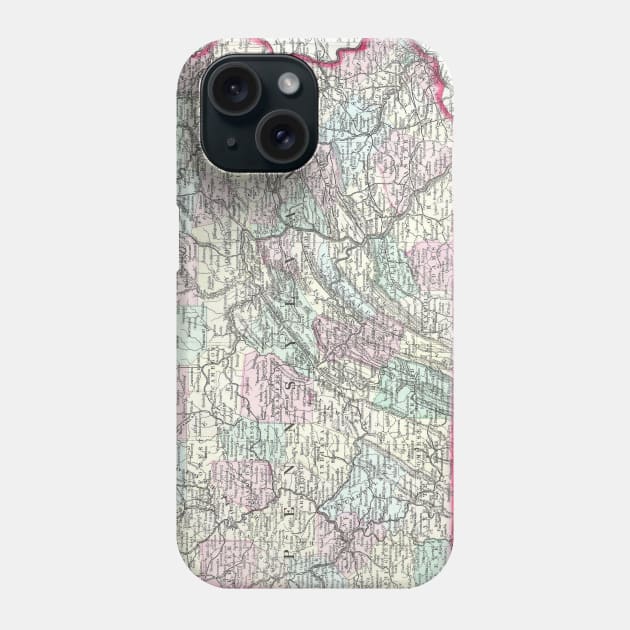 Vintage Map of Pennsylvania (1874) Phone Case by Bravuramedia