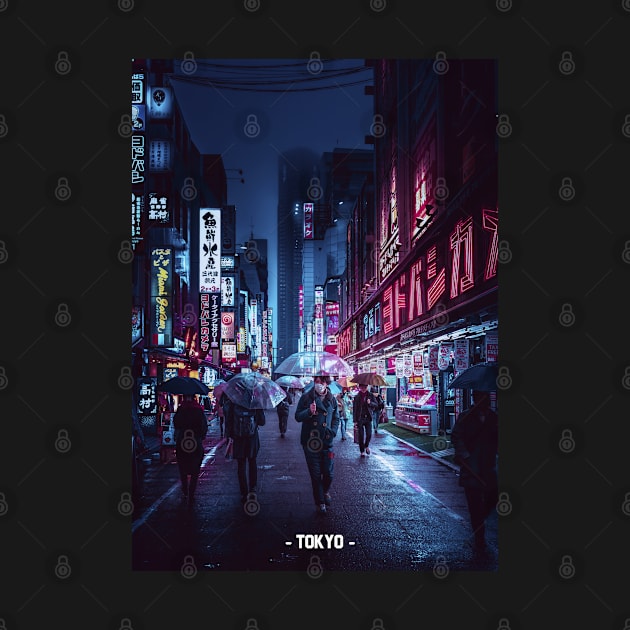 Tokyo Street Neon Synthwave by JeffDesign