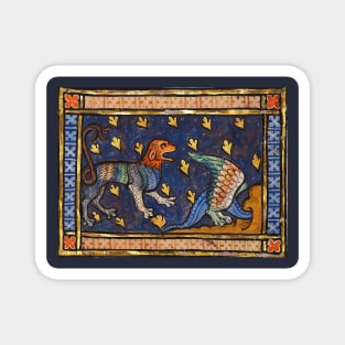 THE LION AND DRAGON Medieval Bestiary Magnet
