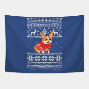 Corgi Christmas Sweater Pattern Tapestry