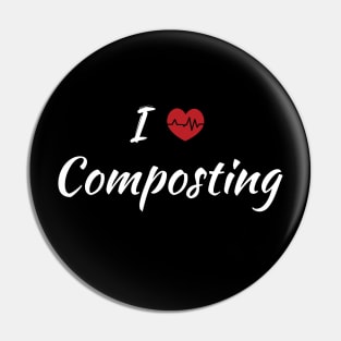 I Love Composting Cute Red Heart With Heartbeat Pin