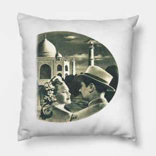 Romantic couple in oriental, arabic landscape and with vintage black and white Pillow