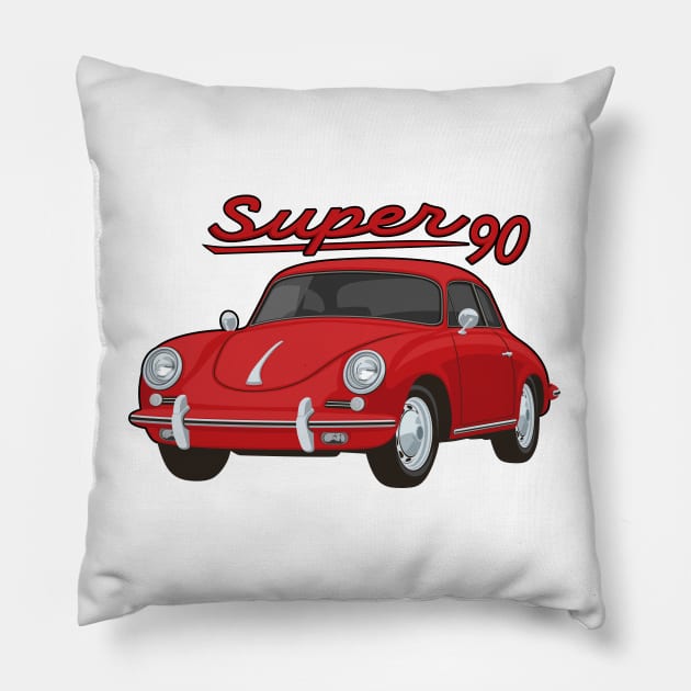 356 B Super 90 Car classic vintage retro Pillow by creative.z