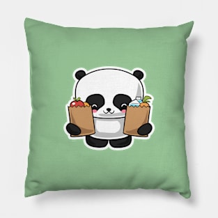 Cute Kawaii Panda by Kawatoons Pillow